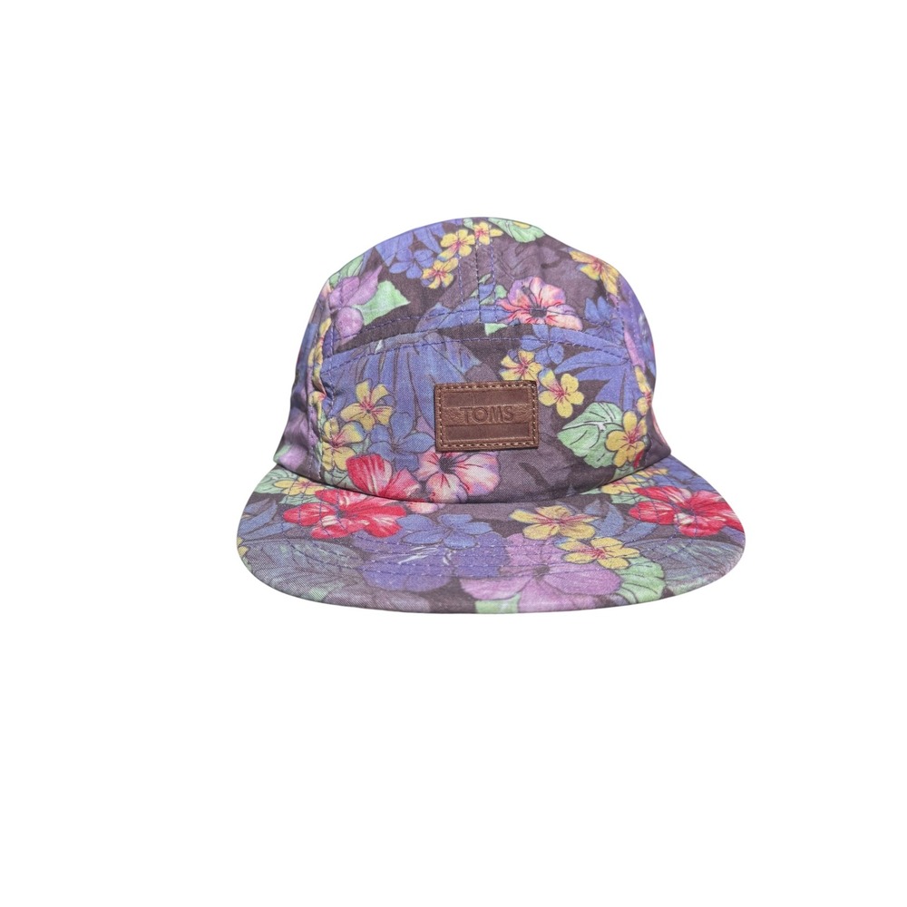 TOMS Unisex Tropical Five-Panel Cap Floral Print Purple Flat Brim Hat